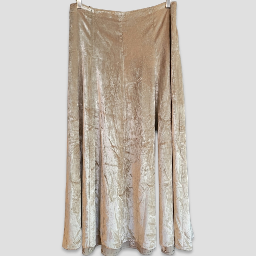 VINCE Velvet Paneled Midi Skirt Cream